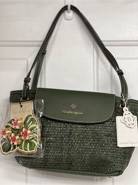 Nanette Lepore Forest Green Woven Shoulder Bag